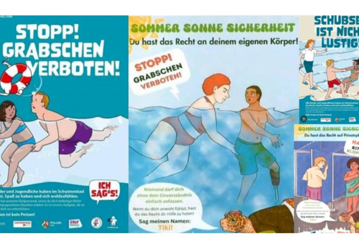Absurdní plakátová kampaň o sexuálním napadení ve venkovních bazénech Absurdní plakátová kampaň o sexuálním napadení ve venkovních bazénech