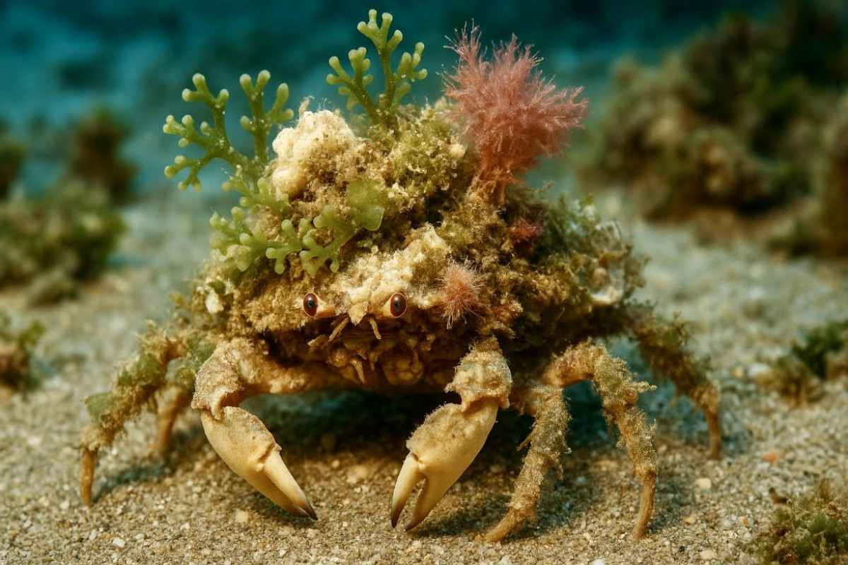 Mistr převleků: Krab dekoraté, co skrývá svou pravou tvář Mistr převleků: Krab dekoraté, co skrývá svou pravou tvář