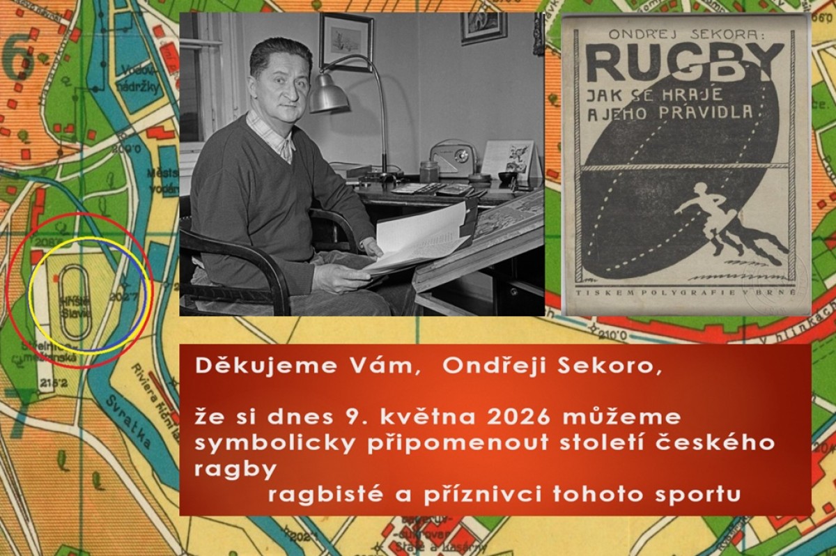 Poděkování Ondřejovi Sekorovi po sto letech od prvního utkání v ragby ...