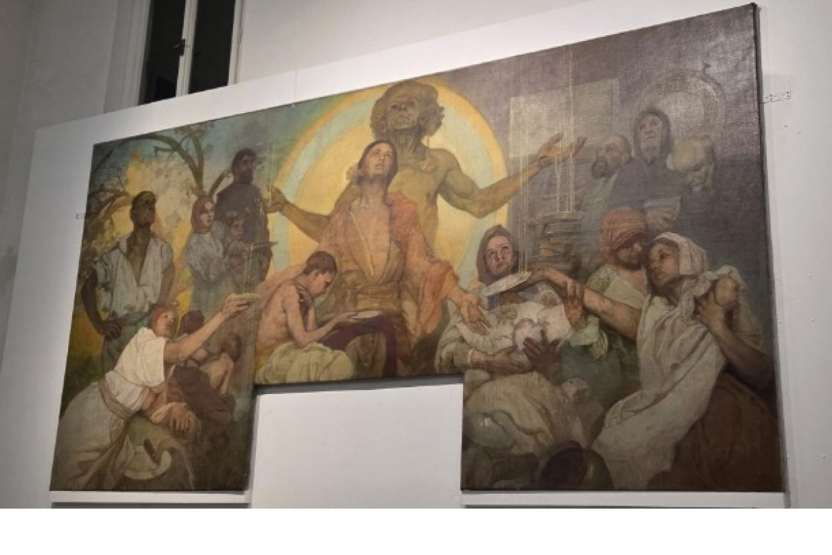 Velkoformátový obraz Alfonse Muchy je po restaurování zpět v muzeu!