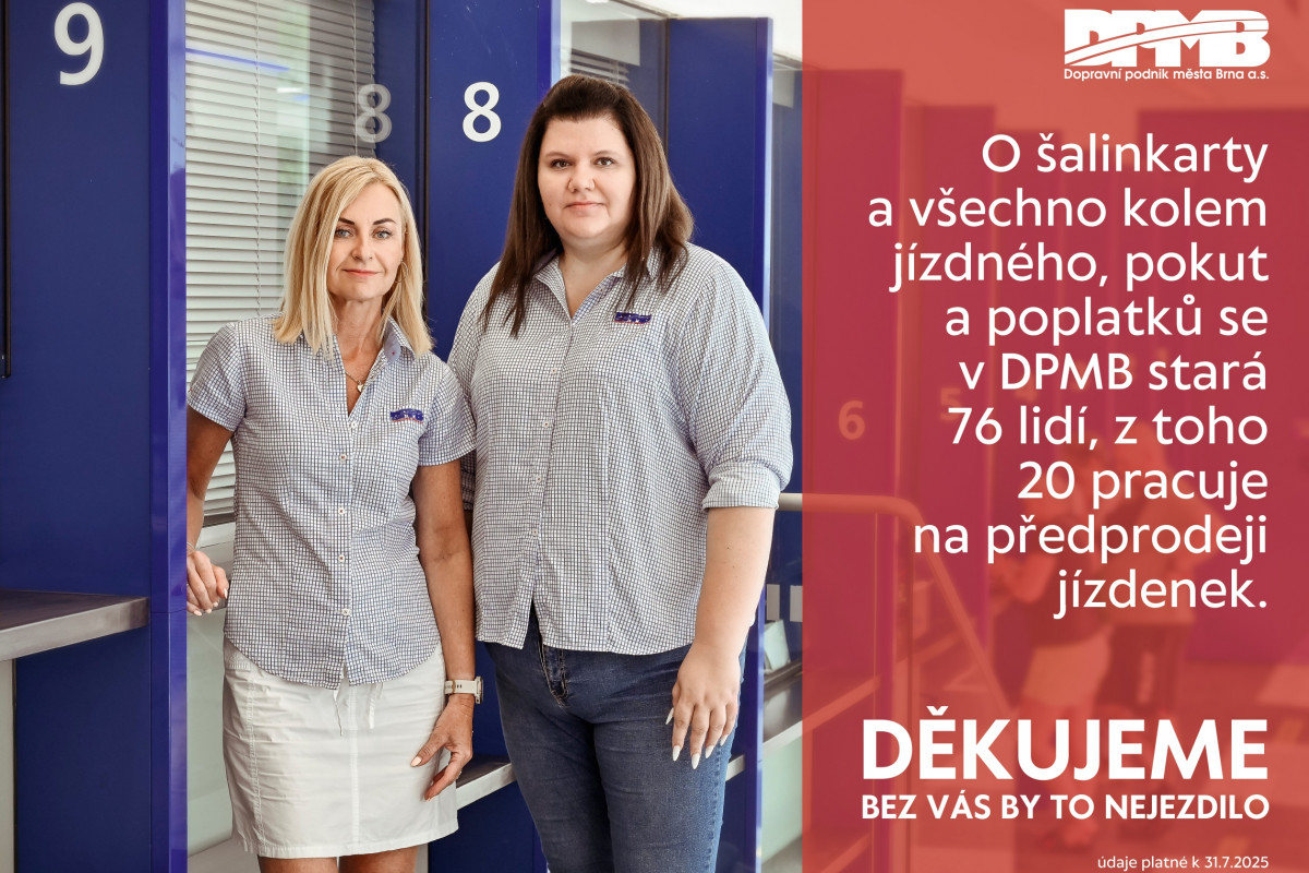 Brněnský dopravní podnik novou kampaní děkuje svým zaměstnancům