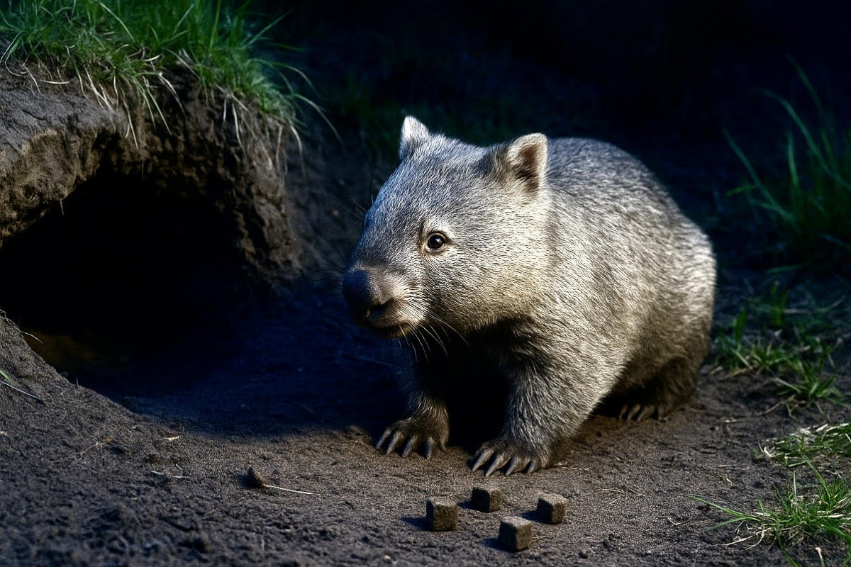 Vombat obecný: noční dříč s „krychlovým“ trusem a norami Vombat obecný: noční dříč s „krychlovým“ trusem a norami
