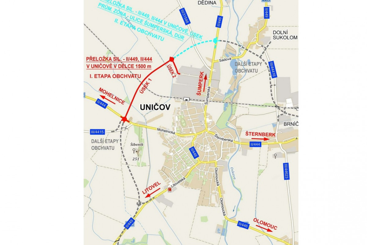 Olomoucký kraj získal dotaci na první etapu obchvatu Uničova