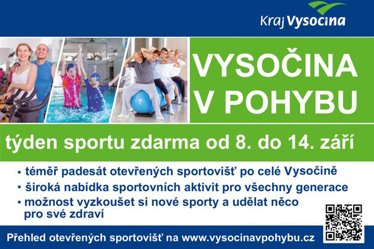 Začíná Vysočina v pohybu: Přijďte si zdarma zasportovat